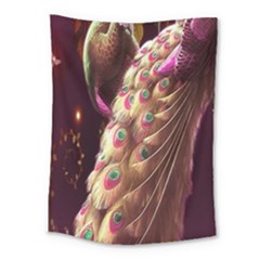 Peacock Dream, Fantasy, Flower, Girly, Peacocks, Pretty Medium Tapestry