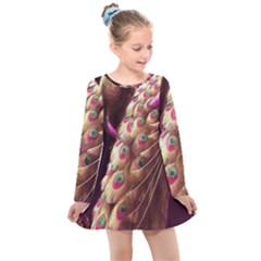 Peacock Dream, Fantasy, Flower, Girly, Peacocks, Pretty Kids  Long Sleeve Dress