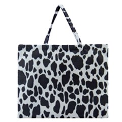 Black And White Cow Print 10 Cow Print, Hd Wallpaper Zipper Large Tote Bag by nateshop