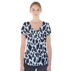 Black And White Cow Print 10 Cow Print, Hd Wallpaper Short Sleeve Front Detail Top