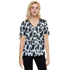 Black And White Cow Print 10 Cow Print, Hd Wallpaper Bow Sleeve Button Up Top by nateshop