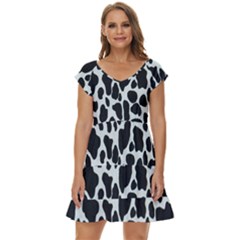 Black And White Cow Print 10 Cow Print, Hd Wallpaper Short Sleeve Tiered Mini Dress by nateshop