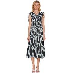 Black And White Cow Print 10 Cow Print, Hd Wallpaper V-neck Drawstring Shoulder Sleeveless Maxi Dress by nateshop