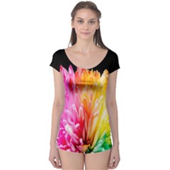 Abstract, Amoled, Back, Flower, Green Love, Orange, Pink, Boyleg Leotard  by nateshop