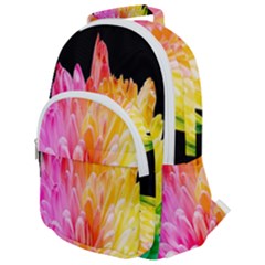 Abstract, Amoled, Back, Flower, Green Love, Orange, Pink, Rounded Multi Pocket Backpack by nateshop