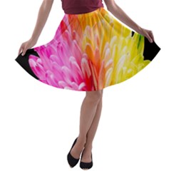 Abstract, Amoled, Back, Flower, Green Love, Orange, Pink, A-line Skater Skirt by nateshop