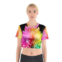 Abstract, Amoled, Back, Flower, Green Love, Orange, Pink, Cotton Crop Top by nateshop