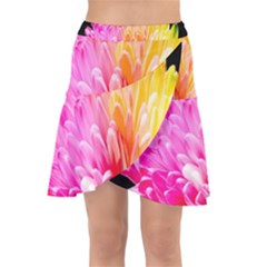 Abstract, Amoled, Back, Flower, Green Love, Orange, Pink, Wrap Front Skirt