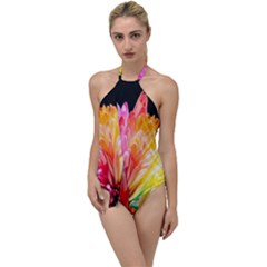 Abstract, Amoled, Back, Flower, Green Love, Orange, Pink, Go With The Flow One Piece Swimsuit by nateshop