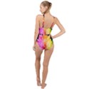 Abstract, Amoled, Back, Flower, Green Love, Orange, Pink, High Neck One Piece Swimsuit View2