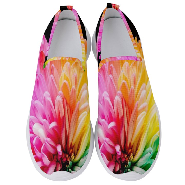 Abstract, Amoled, Back, Flower, Green Love, Orange, Pink, Men s Slip On Sneakers