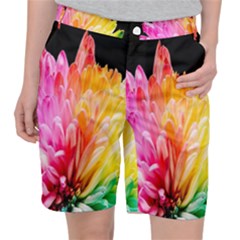 Abstract, Amoled, Back, Flower, Green Love, Orange, Pink, Women s Pocket Shorts