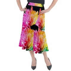 Abstract, Amoled, Back, Flower, Green Love, Orange, Pink, Midi Mermaid Skirt by nateshop