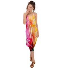 Abstract, Amoled, Back, Flower, Green Love, Orange, Pink, Waist Tie Cover Up Chiffon Dress by nateshop