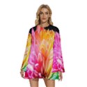 Abstract, Amoled, Back, Flower, Green Love, Orange, Pink, Round Neck Long Sleeve Bohemian Style Chiffon Mini Dress View1