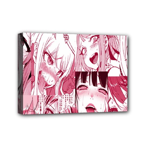 Ahegao Pink, Anime, Girl, Girlface, Girls, Pattern, White, Hd Mini Canvas 7  X 5  (stretched) by nateshop