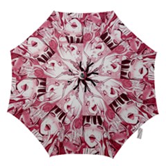 Ahegao Pink, Anime, Girl, Girlface, Girls, Pattern, White, Hd Hook Handle Umbrellas (large) by nateshop