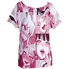 Ahegao Pink, Anime, Girl, Girlface, Girls, Pattern, White, Hd Women s Oversized T-shirt by nateshop