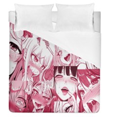 Ahegao Pink, Anime, Girl, Girlface, Girls, Pattern, White, Hd Duvet Cover (queen Size) by nateshop