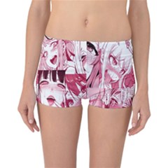 Ahegao Pink, Anime, Girl, Girlface, Girls, Pattern, White, Hd Reversible Boyleg Bikini Bottoms by nateshop