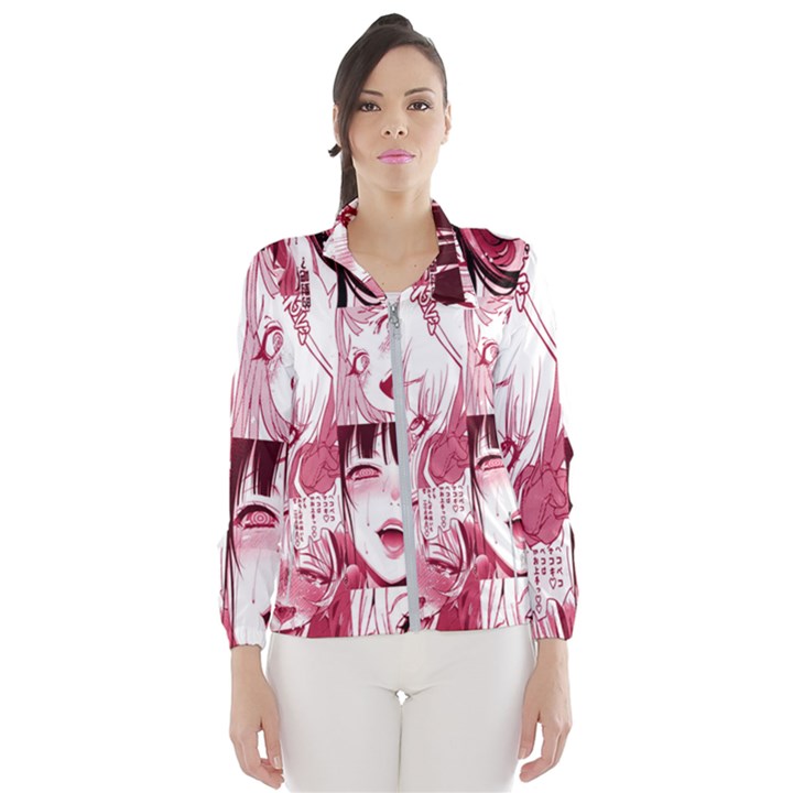 Ahegao Pink, Anime, Girl, Girlface, Girls, Pattern, White, Hd Women s Windbreaker