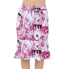 Ahegao Pink, Anime, Girl, Girlface, Girls, Pattern, White, Hd Short Mermaid Skirt by nateshop