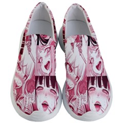 Ahegao Pink, Anime, Girl, Girlface, Girls, Pattern, White, Hd Women s Lightweight Slip Ons by nateshop