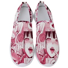 Ahegao Pink, Anime, Girl, Girlface, Girls, Pattern, White, Hd Men s Slip On Sneakers by nateshop