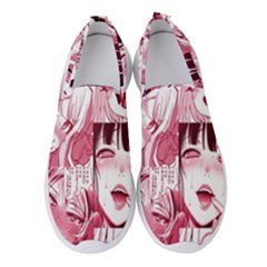 Ahegao Pink, Anime, Girl, Girlface, Girls, Pattern, White, Hd Women s Slip On Sneakers by nateshop