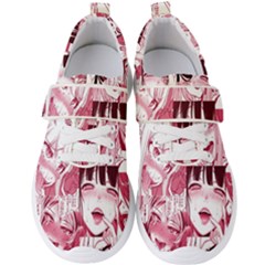 Ahegao Pink, Anime, Girl, Girlface, Girls, Pattern, White, Hd Men s Velcro Strap Shoes