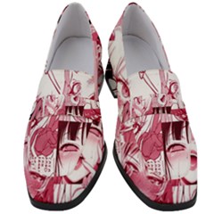 Ahegao Pink, Anime, Girl, Girlface, Girls, Pattern, White, Hd Women s Chunky Heel Loafers by nateshop