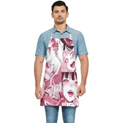 Ahegao Pink, Anime, Girl, Girlface, Girls, Pattern, White, Hd Kitchen Apron by nateshop