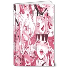 Ahegao Pink, Anime, Girl, Girlface, Girls, Pattern, White, Hd 8  X 10  Softcover Notebook by nateshop