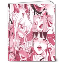 Ahegao Pink, Anime, Girl, Girlface, Girls, Pattern, White, Hd 8  X 10  Softcover Notebook by nateshop