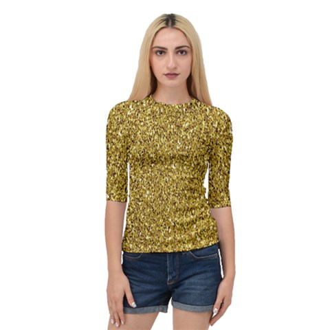 Gold Glittering Background Gold Glitter Texture, Close-up Quarter Sleeve Raglan T-shirt by nateshop