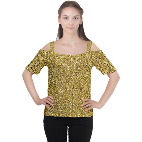 Gold Glittering Background Gold Glitter Texture, Close-up Cutout Shoulder T-shirt by nateshop