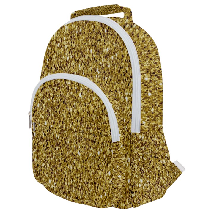 Gold Glittering Background Gold Glitter Texture, Close-up Rounded Multi Pocket Backpack