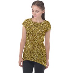 Gold Glittering Background Gold Glitter Texture, Close-up Cap Sleeve High Low Top by nateshop