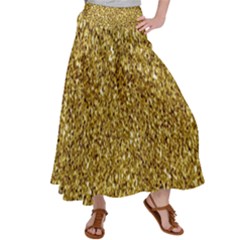 Gold Glittering Background Gold Glitter Texture, Close-up Women s Satin Palazzo Pants by nateshop