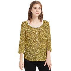 Gold Glittering Background Gold Glitter Texture, Close-up Chiffon Quarter Sleeve Blouse by nateshop