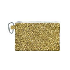 Gold Glittering Background Gold Glitter Texture, Close-up Canvas Cosmetic Bag (small) by nateshop