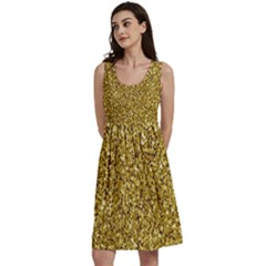 Gold Glittering Background Gold Glitter Texture, Close-up Classic Skater Dress