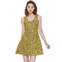 Gold Glittering Background Gold Glitter Texture, Close-up Inside Out Reversible Sleeveless Dress by nateshop