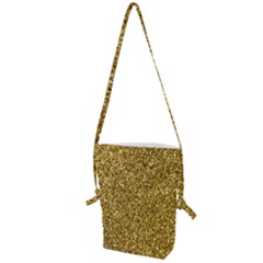 Gold Glittering Background Gold Glitter Texture, Close-up Folding Shoulder Bag by nateshop