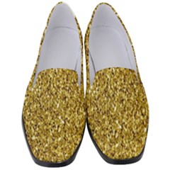 Gold Glittering Background Gold Glitter Texture, Close-up Women s Classic Loafer Heels by nateshop