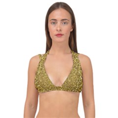 Gold Glittering Background Gold Glitter Texture, Close-up Double Strap Halter Bikini Top by nateshop