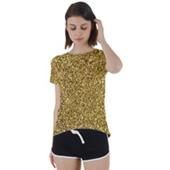 Gold Glittering Background Gold Glitter Texture, Close-up Short Sleeve Open Back T-shirt by nateshop