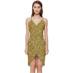 Gold Glittering Background Gold Glitter Texture, Close-up Wrap Frill Dress by nateshop