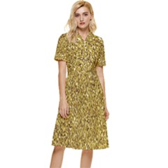 Gold Glittering Background Gold Glitter Texture, Close-up Button Top Knee Length Dress by nateshop