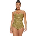 Gold Glittering Background Gold Glitter Texture, Close-up Retro Full Coverage Swimsuit View1